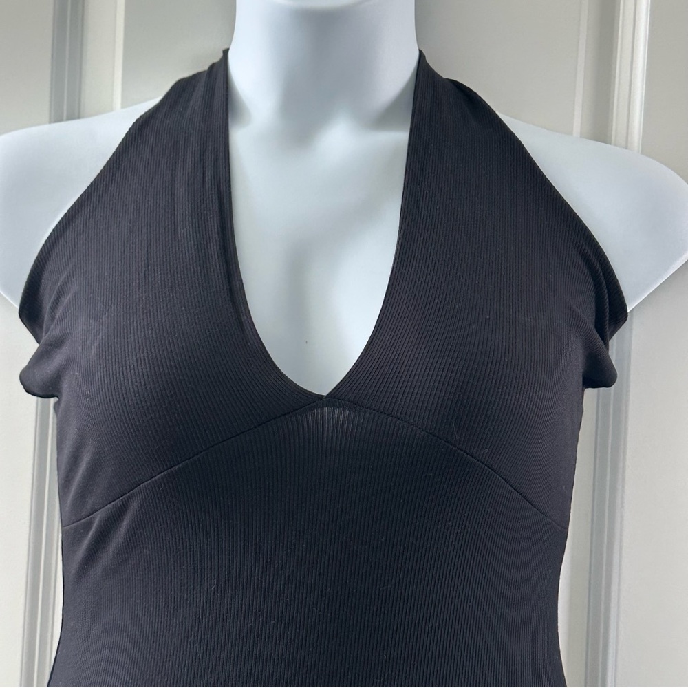 Black Halter Midi Dress L By See You Monday Rayon & Spandex - Picture 5 of 6